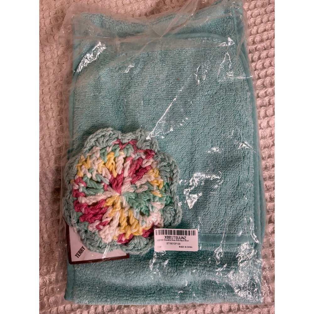 Cottagecore Unisex VEEYOO Double‎ Oven Mitt OS Aqua Blue